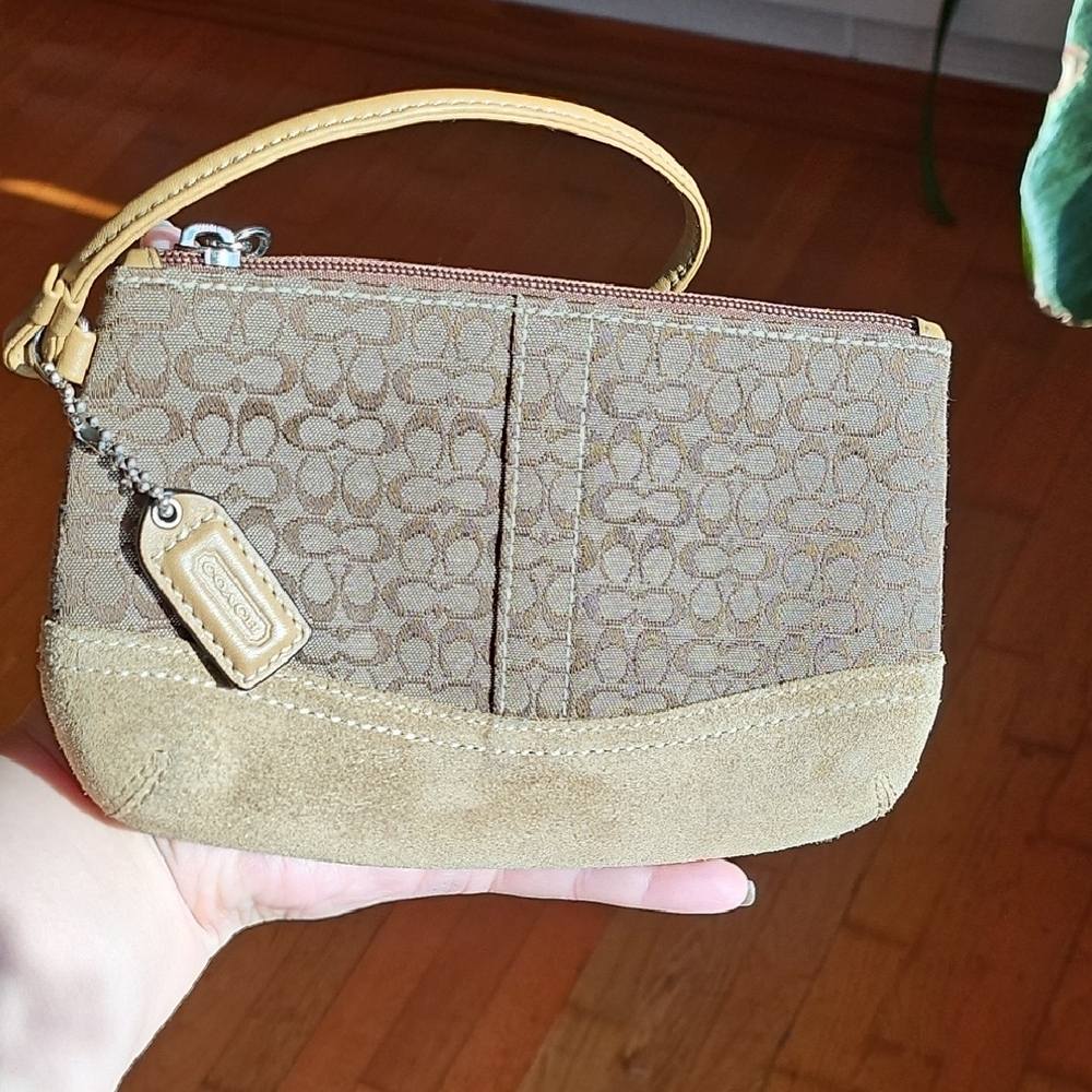 Coach Tan Signature Wristlet - Picture 1 of 4